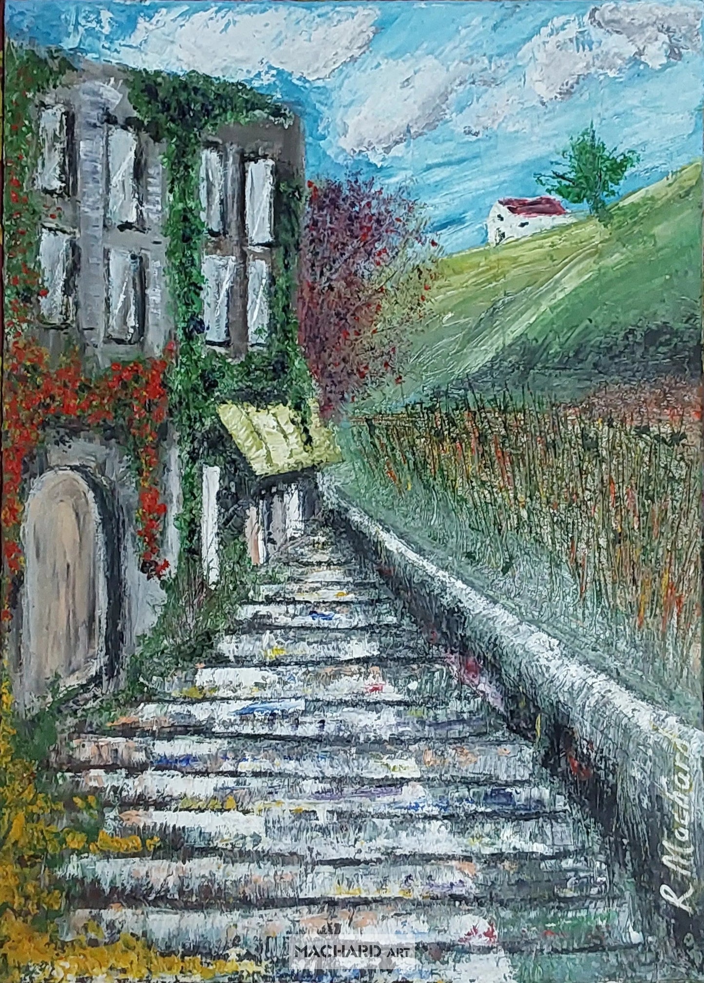 Petit Sentier" - A Colorful Pathway Painting