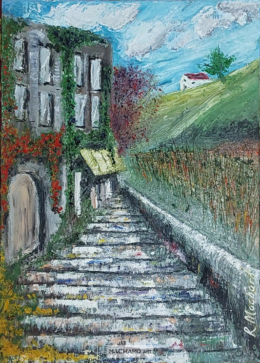 Petit Sentier" - A Colorful Pathway Painting